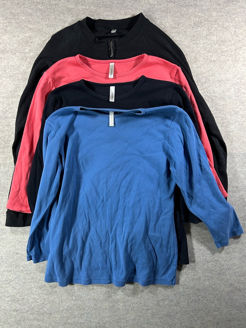 Necessitees 4-piece set of Long Sleeve Crewneck Tee Pack - Blue, Pink, Black